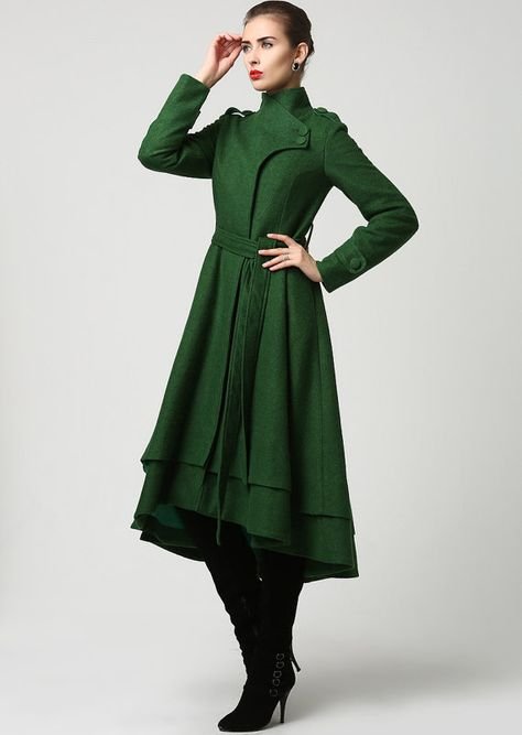 Wool coat Asymmetrical coat Long wool coat Green wool coat | Etsy in 2020 |  Green wool coat, Wool coat women, Asymmetrical coat